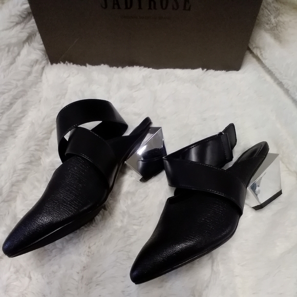 BNIB black mirror heel leather slingbacks - Picture 8 of 11